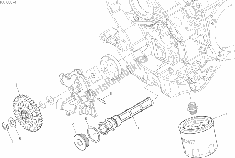 Alle onderdelen voor de Oliepomp - Filter van de Ducati Multistrada 950 Brasil 2018